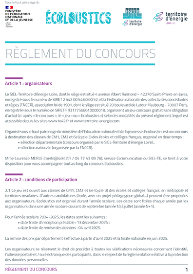 Règlement du concours les écoloustics 2024-2025